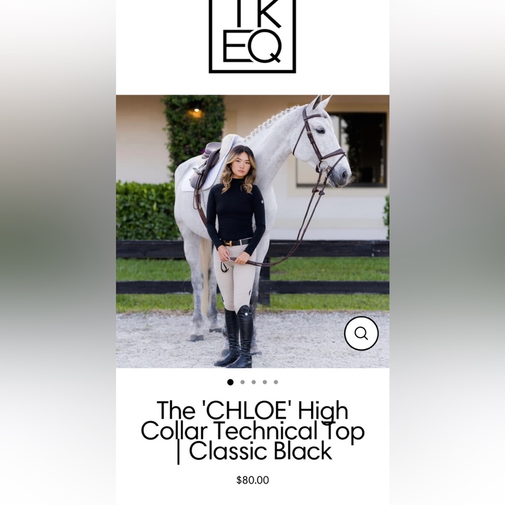 TKEQ The 'CHLOE' High Collar Technical Top | Classic Black Size M